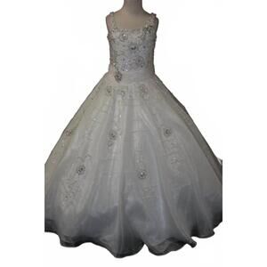 NEW LITTLE ROSIE girl's glitz pageant dress in white
